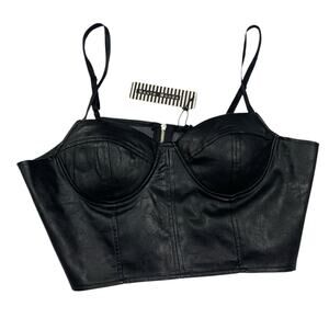Haute Monde size XL faux leather Black Bustier Top